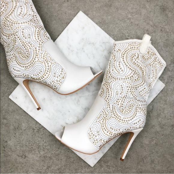 white open toe bootie heels